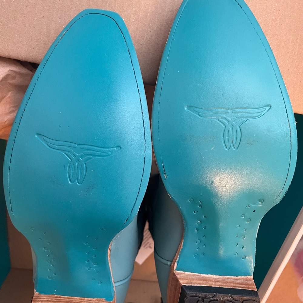 Lane.Turquoise Blue Ankle Boots W. Gorgeous. Leather. Size 8.5 NWT Brand New - Picture 4 of 12